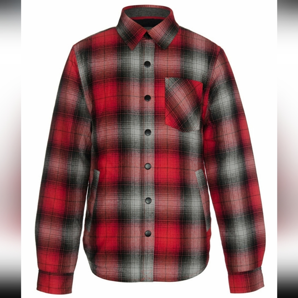 NWT Univibe Red Plaid Sherpa Fur Lining Flannel Jacket Shirt Size L